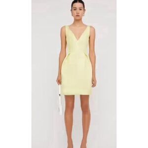Scanlan Theodore Canary Yellow satin sleeveless mini dress NWT